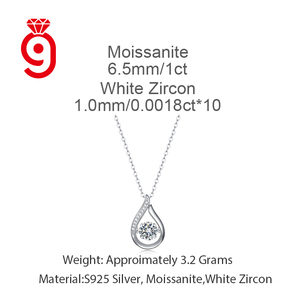 Collier élégant en forme de goutte d'eau, 1 carat de moissanite, argent 925, livraison rapide, collier étincelant pour un rendez-vous galant ou un anniversaire - Product Image 6