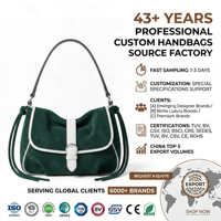 Tas Selempang Kulit Suede Hijau Hutan Mewah Elegan Trendi Boho Musim Gugur Kantor Sehari-hari Chic Wanita Dompet Tas Tangan OEM Kustom