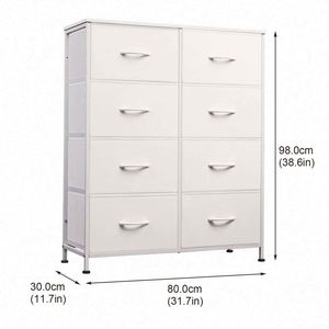 Commode moderne en métal à 8 tiroirs, 80 cm de large, noire, design minimaliste, meuble de chambre autoportant - Product Image 3