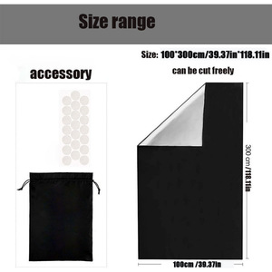 Blackout <b>Curtains</b> 59 X 39 Inches Self Adhesive Wall Mount Full <b>Light</b> Shading Decoration Thick Opaque Type - Product Image 2