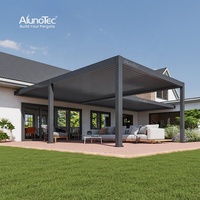 Pergola Bioclimatique Motorisée en Aluminium AlunoTec de Luxe pour Jardin, Toit de Patio à Lames Orientables