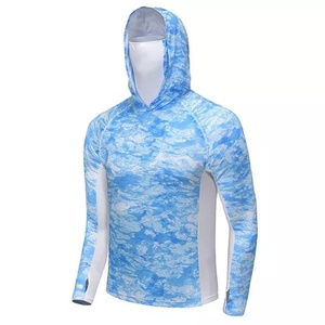 เสื้อฮู้ดดี้ฟลีซแห้งเร็ว 3 มิติ แขนยาว สีน้ำเงิน สำหรับผู้ชาย ป้องกันรังสียูวี ลายพราง สำหรับตกปลา มีซิป พร้อมหน้ากากปิดหน้า - Product Image 3