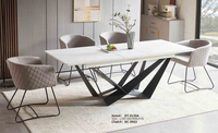 Ensemble de table à manger extensible en pierre frittée blanche haut de gamme moderne, imperméable, pour salle à manger et salon, maison, hôtel