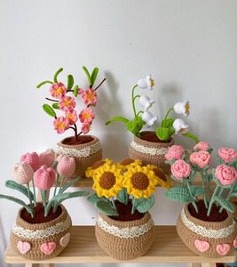 Maceta de Ganchillo Hecha a Mano, Maceta Tejida para Decoración del Hogar, Decoración de Plantas Artificiales para Oficina y Sala de Estar - Product Image 3