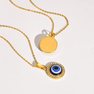 Kalung Liontin Mata Kalkun Biru Berlapis Emas 18K Baja Tahan Karat Perhiasan Dalam Jumlah Besar - Product Image 5