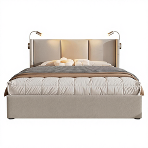 <span class=keywords><strong>Letto</strong></span> Ottoman Queen Size <span class=keywords><strong>160</strong></span> x 200 <span class=keywords><strong>cm</strong></span> con Testiera LED USB, Spazio di Archiviazione, Doppio Sistema a Doghe, per 2 Persone, Struttura Imbottita (No - Product Image 1