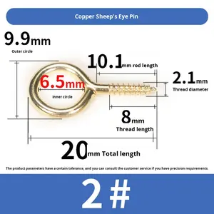 Vis à œil nickelées de grade 4.8, vis autotaraudeuses à serrage manuel, accessoires à crochet à extrémité fermée en zinc blanc, anneaux à œil - Product Image 6