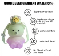 Zhida Portable 800ml été grande capacité ours dégradé mignon bouteille d'eau filles tasse en plastique gourdes enfants bouteille d'eau en plastique