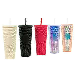 Gobelet à double paroi clouté mat brillant de 24oz, gobelet pour boisson froide <span class=keywords><strong>Veti</strong></span> Iced avec couvercle et paille - Product Image 2