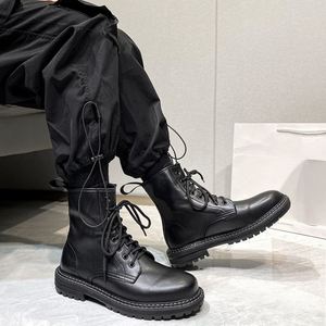 Top Quality Autumn & Winter Men's Boots High Top Thick Soled Non Slip Boots Lace up Round Toe Cowhide Casual Shoes - Product Image 5