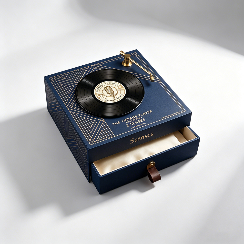Boîte cadeau personnalisée pour platine vinyle - Style de référence 1