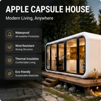 Maisonnette préfabriquée de luxe en forme de capsule, isolée phoniquement, pour projet commercial.