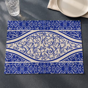Mantel Individual de Poliéster Premium con Elegante Diseño Floral Azul y Blanco |   Mantel Rectangular Decorativo para Mesa de Comedor - Product Image 2