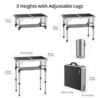Table de camping pliante en aluminium, hauteur réglable, avec poignée de transport, légère, portable, imperméable, pour pique-nique en plein air