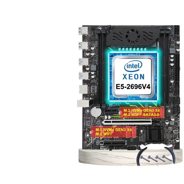 PANDL New Desktop PC X99-XD3 Combo Set Matx NVMe M2 WiFi6 SATA DDR3 RAM Four DDR3 DIMMs Intel Xeon E5 2696 V4 Motherboard Kit