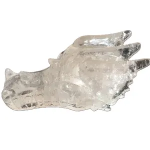 Großhandel hochwertige hand geschnitzte natürliche klare Quarz Kristall Drachenkopf Schädel für die Dekoration