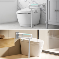 Barre d'appui pliable en TPE peu encombrante avec pied de support / Barre d'appui antidérapante pour salle de bain avec tube intérieur en aluminium épaissi