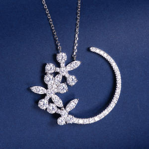 สร้อยคอเงินแท้ 925 ชุบทอง 18K ประดับเพชรโมอิสซาไนต์ทรงกลม สำหรับผู้หญิง - Product Image 1