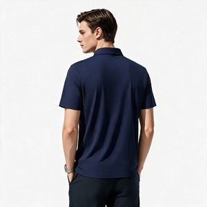 <b>Mens</b> Polo <b>Shirt</b> Short Sleeve Solid Color Navy Blue Classic Collared Casual Business Polo <b>T</b> <b>Shirt</b> Summer Wholesale - Product Image 2
