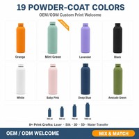 Bouteille d'eau isotherme en acier inoxydable à double paroi, 500 ml, à petite ouverture, mince, pour le sport et l'extérieur, vente en gros