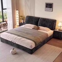 Lit double rembourré en tissu et métal, avec rangements intégrés, pour chambre principale, idéal pour adolescents et jeunes adultes – Nouveauté très prisée