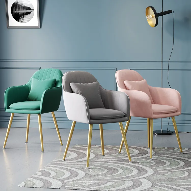 Otel sandalyeleri toptan İskandinav lüks altın Metal Modern ucuz kadife kanepe yemek odası mobilya sandalyeleri düğün otel ziyafet
