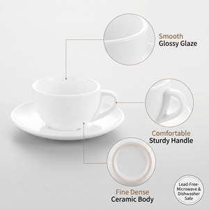 Juego de Tazas y Platos de Café de Porcelana Fina Ecológica con Logotipo Personalizado, Venta al por Mayor, Proveedor de Porcelana Blanca, Regalos Empresariales - Product Image 4