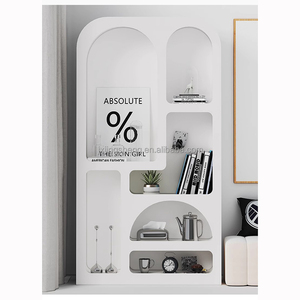 <strong>French</strong> White Solid Wood Living Room Display <strong>Shelf</strong> Floor-Standing Bookshelf with Small Arched Bookcase and Cave Rack Cabinet - Product Image 3