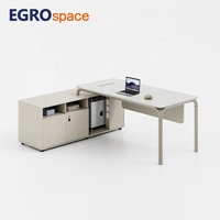 EGROspace Bureau de direction de luxe élégant haut de gamme en forme de L avec armoire pour PDG et directeur de bureau