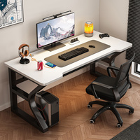Ensemble de chaises de bureau modernes blanches pour sports électroniques Panneau en MDF Style bois Étagère intégrée pour la maison, le bureau ou les études des étudiants