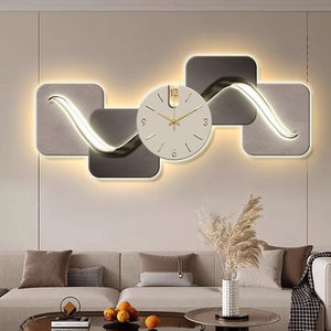 2024 mới sáng tạo dẫn ánh sáng đồng hồ tiên tiến cảm giác vải tường nghệ thuật Deco độc đáo trang trí nội thất tường sơn - Product Image 3