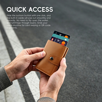 Portefeuille intelligent pour carte avec accès rapide en un clic, étui en cuir fin, porte-cartes d'identité professionnel, personnalisable OEM
