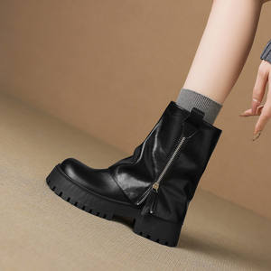 Zapato Artesanal de Una Sola Pieza con Hebilla Grande, Estilo Retro, Tacón Redondo, Cuero Genuino, Suela Suave, Impermeable y Antideslizante - Product Image 6