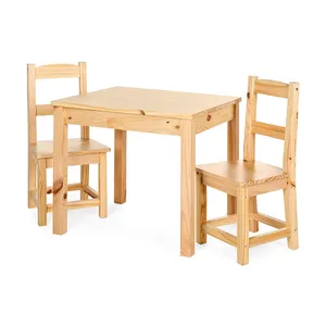 Conjunto de móveis de mesa e cadeira infantil, de madeira e atividade multifuncional em 3 peças