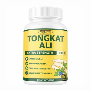 Suplemento en cápsulas de extracto de Tongkat Ali, orgánico, vegano, para hombres, que aumenta la energía, la fuerza y refuerza el sistema inmunológico, de marca privada. - Product Image 1