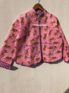 Tigre fait à la main matelassé vestes coton Floral Style bohème automne hiver veste manteau Streetwear Boho matelassé réversible veste - Product Image 4
