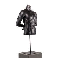 Mannequin de Torse Masculin Sportif Musclé Noir avec Support