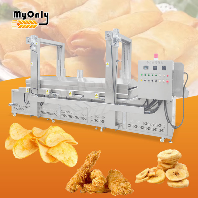 MY Commercial New Full Automatic Continuous Fryer Machine for Onion Fry Potato Chip Deep Fry 304 Stainless Steel Gas/Electric