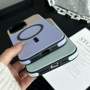 Iphone के लिए लचीले tpppu चमड़े की बनावट सुरुचिपूर्ण plem पतला पतला मामला 16 15 14 प्रो अधिकतम चुंबकीय शॉकप्रूफ हार्ड पीसी स्क्लिंग मामले - Product Image 5