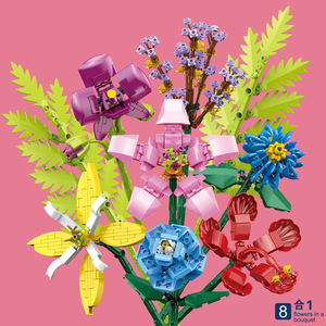 Bloques de Construcción Educativos de Plástico ABS, Simulación Floral de Rosas, Peonías y Helechos, Decoración para el Hogar, Compatibles con Ladrillos de Otras Marcas - Product Image 1