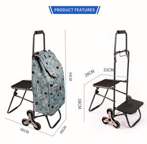 Aanbevolen Kleine Boodschappenwagentje Op Wielen Opvouwbare <span class=keywords><strong>Trolley</strong></span> Winkelwagentje Voor Trappen Met Stoel - Product Image 3