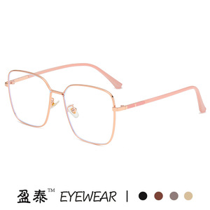 แว่นตากรอบสี่เหลี่ยมแบบโปร่งแสง ป้องกันแสงสีฟ้า กรอบโลหะเต็มกรอบ เลนส์แบบ Plano สำหรับผู้หญิง - Product Image 4