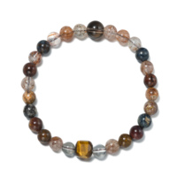 Bracelet extensible naturel en quartz fraise, fait main, élastique, pierres précieuses de guérison, bracelet de yoga, anti-stress, cadeau pour femme