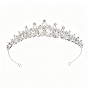 Vente en gros de diadèmes en cristal argenté de 5 designs différents, assortiment de coiffes de mariée en strass pour mariage et Quinceañera - Product Image 5