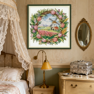 Vente en gros DIY Kit <span class=keywords><strong>de</strong></span> broderie manuelle simple Champ <span class=keywords><strong>de</strong></span> <span class=keywords><strong>fleurs</strong></span> <span class=keywords><strong>de</strong></span> tulipes Set <span class=keywords><strong>de</strong></span> broderie pour adultes au point <span class=keywords><strong>de</strong></span> croix 35*35cm - Product Image 2