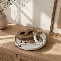 Guirlande de perles en bois en forme d'ananas, style Art déco moderne, à 2 maillons entrelacés, sculpture décorative pour table basse, étagère, maison