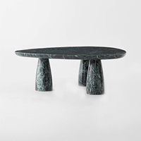 New Verde Alpi Marbre Table Basse Salon Canapé Centre Table Triangle Vert Marbre Table Basse