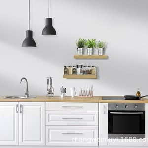 Wooden <b>Wall</b> <b>Shelf</b> Natural Wood Color Rectangle <b>Wall</b> <b>Mounted</b> Living Room Storage Organization - Product Image 4