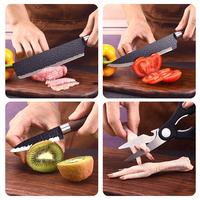 Couteau ambidextre en acier inoxydable 3Cr13, antiadhésif, argenté, fait main, à motif ondulé, ensemble de six pièces, passe au lave-vaisselle, indispensable pour la cuisine