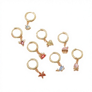 ต่างหูจี้รูปสัตว์น่ารัก POENNIS รุ่น New Trend Beach Vacation Girl ทำจากสแตนเลสสตีล 925 เงินแท้ สีทองมหาสมุทร - Product Image 3